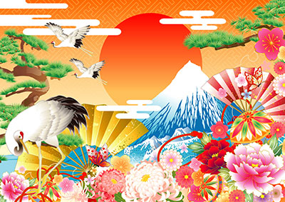鶴 富士山 日の出 17年酉年 オシャレな年賀状のイラスト案 Naver まとめ